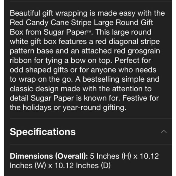 Sugar Paper Round Striped with Bow 10.25” Round Gift Storage Box - Picture 7 of 8